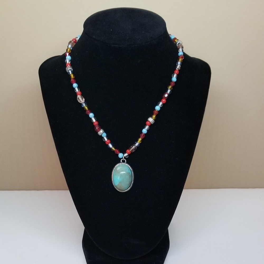 Ocean Jasper Stone Pendent Choker Necklace